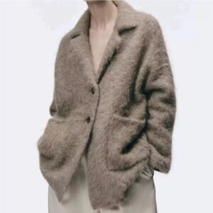 NWT Zara Alpaca Blend Jacket tan Color size Medium